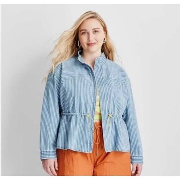 Striped Denim Jacket - Picture 1 of 8